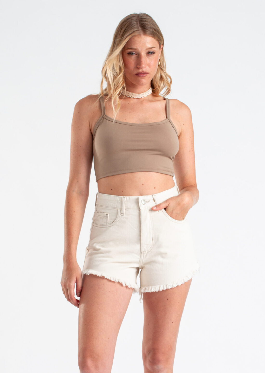 [12233] short cascarilla crudo fleco rigido