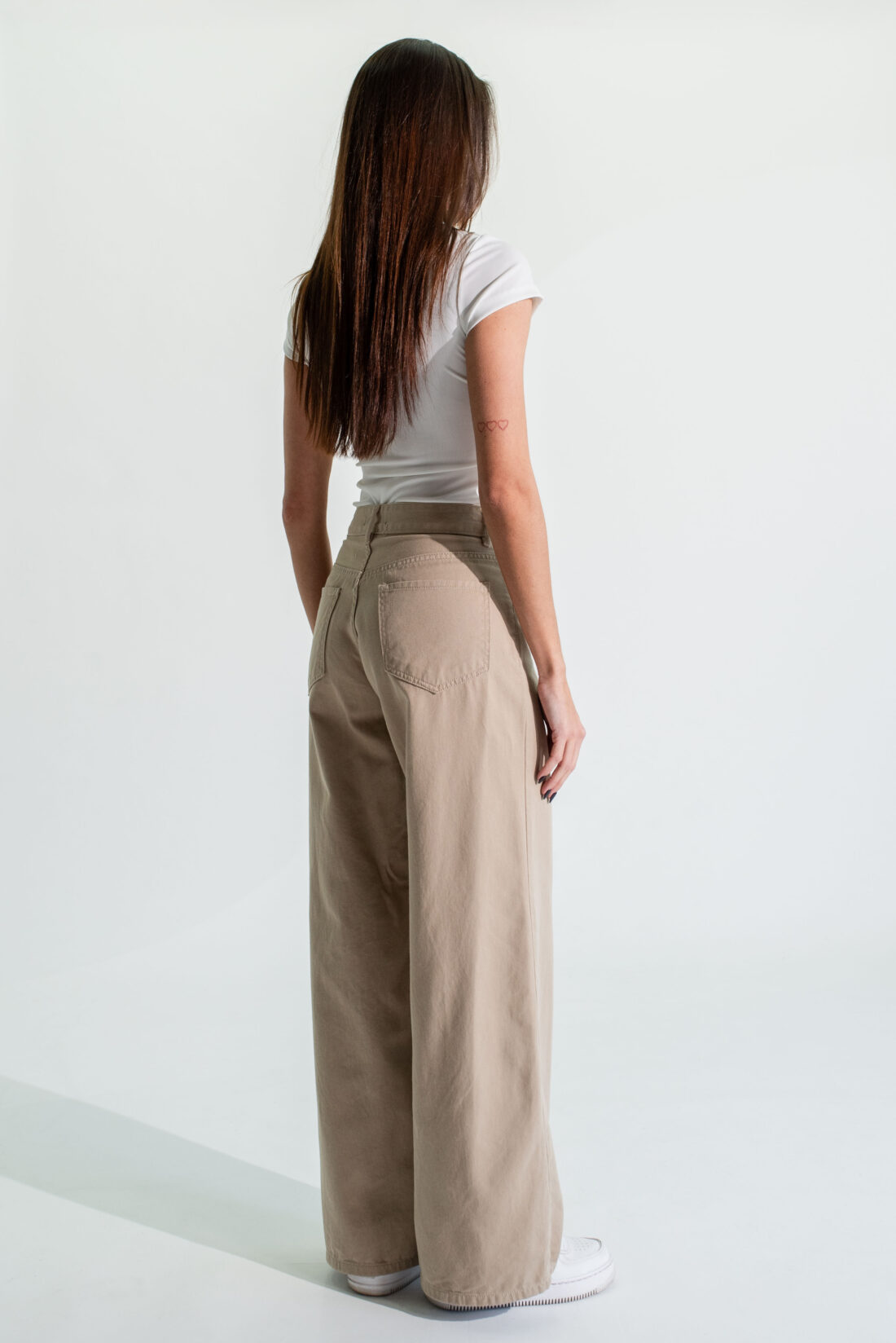 [11268] wideleg gabardina beige y crudo