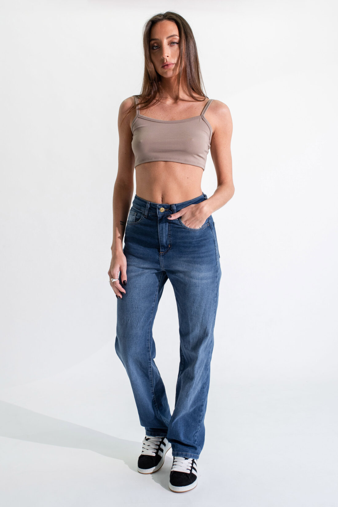 [11271] super straight semi elastizado azul