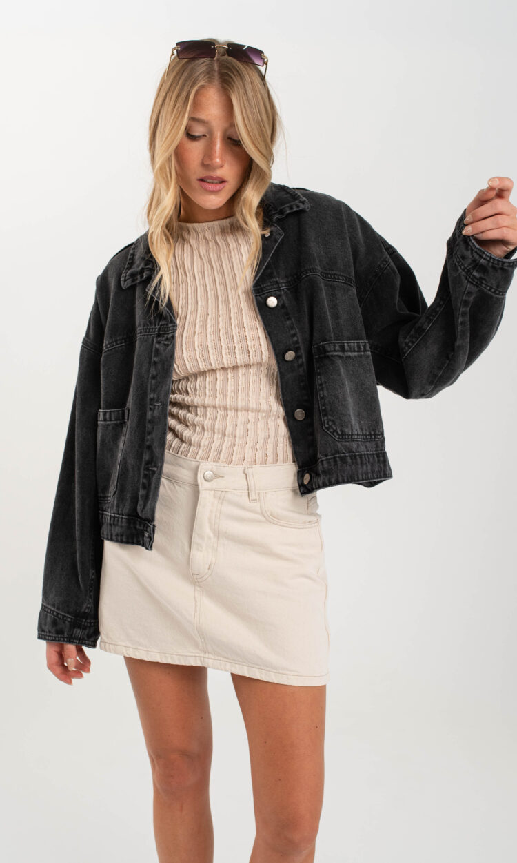 [C002] CAMPERA GRIS CROP OVERSIZE