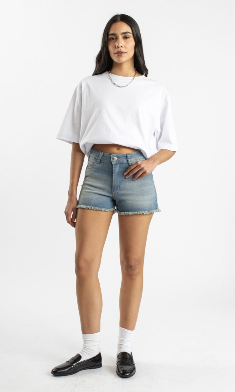 [12041] short ecoplus matizado elastizado fleco