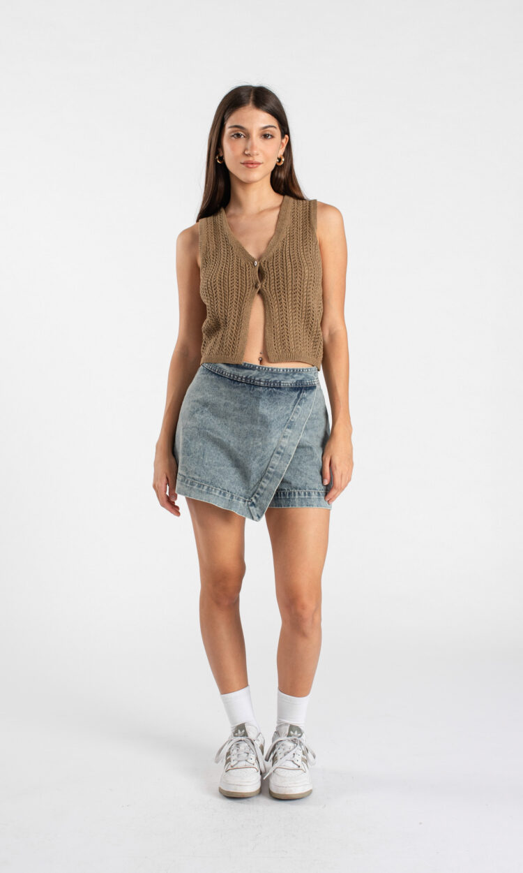 [SH023] SKORT GRIS Y OXIDO CIERRE