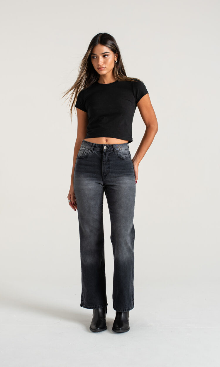 13503-EP | FLARED RIGIDO GRIS BORDADO