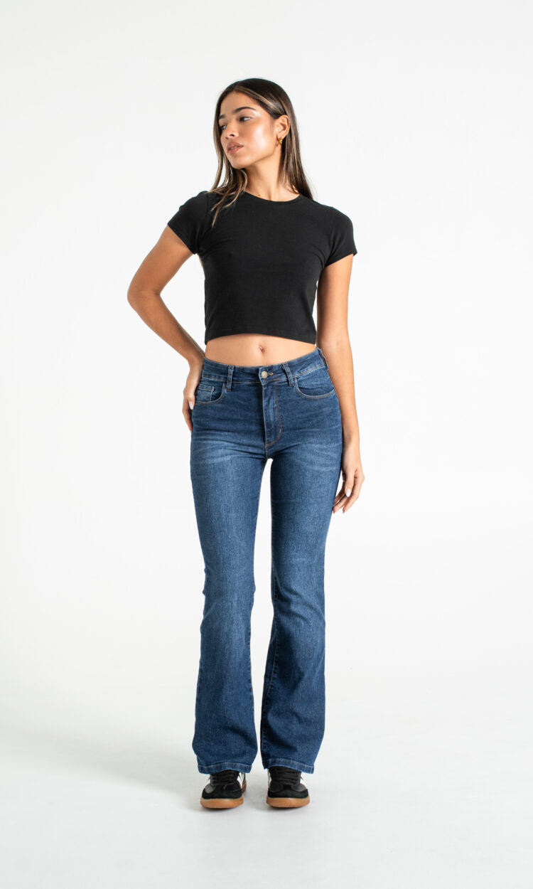 17402-EP | FLARED PUSH UP AZUL BIGOTE ELASTIZADO