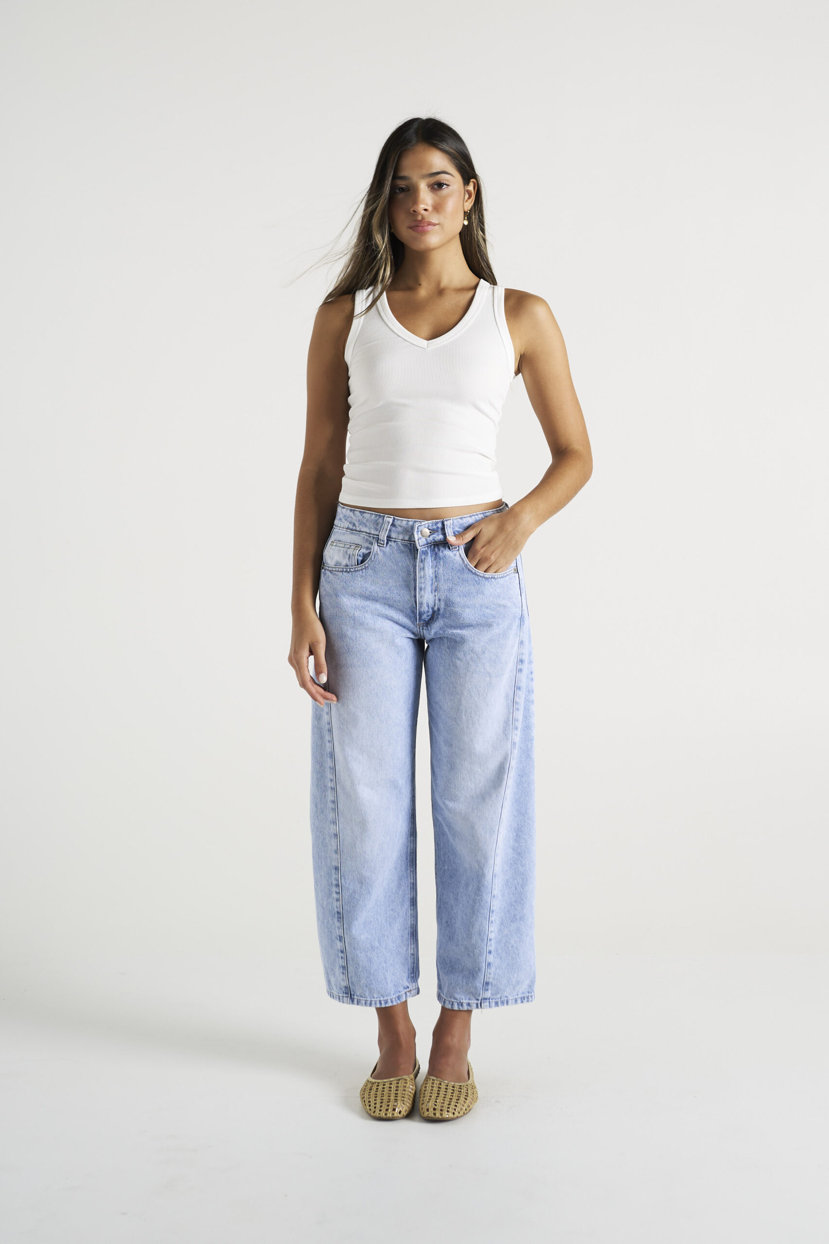 BAGGY CROP RECORTE CELESTE SNOW
